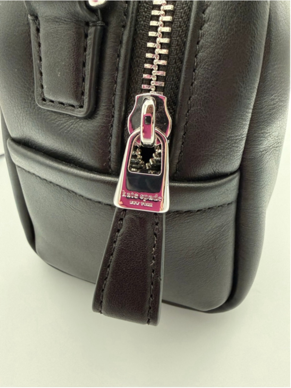 Women's Kate Spade Puff Black Leather Crossbody Bag - Picture 8 of 11